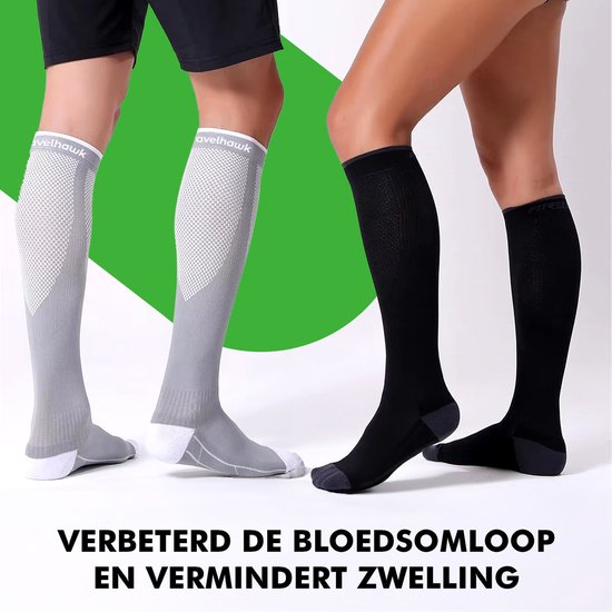 Bas de compression Travelhawk - 3 paires de bas de soutien pour le sport et le voyage