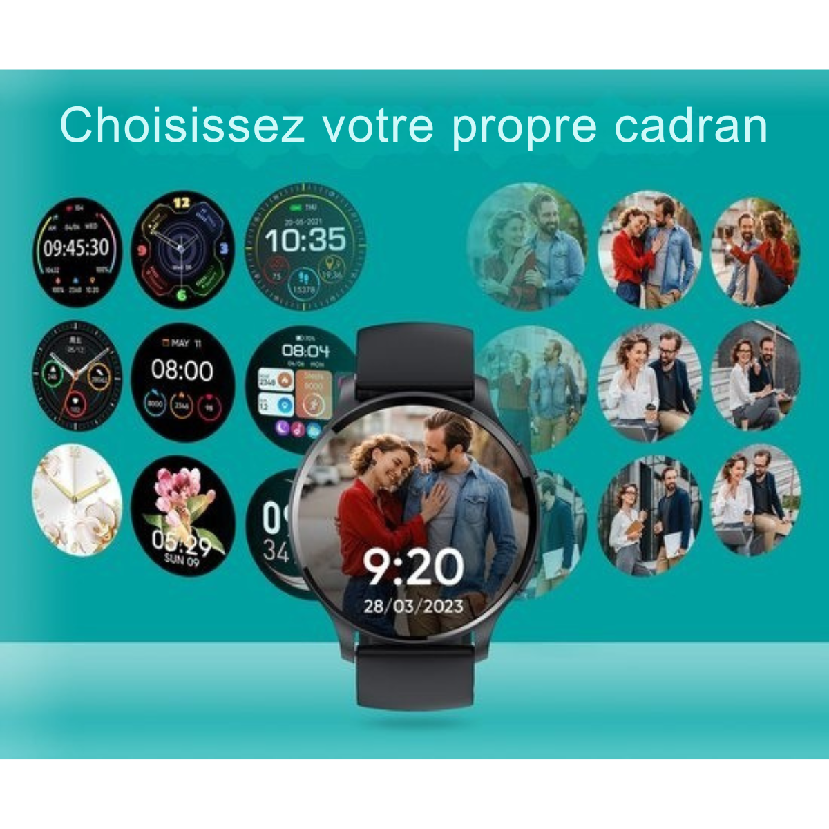Montre de sport - Fitage - Smartwatch - Montre podomètre - Traqueur d'activité - GPS - Noir