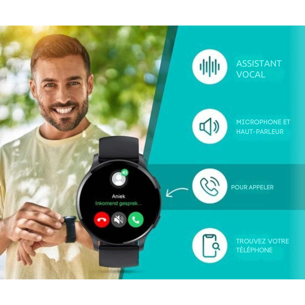 Montre de sport - Fitage - Smartwatch - Montre podomètre - Traqueur d'activité - GPS - Noir