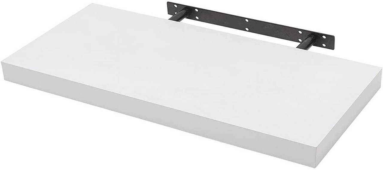 Woltu Wall Shelf Floating MDF White - Bibliothèque et étagère pour CD/DVD - 40 x 22.9 x 3.8 cm