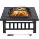 Yaheetech Panier à feu - Carré - 81 x 81 x 45 cm - Métal - Cheminée - Noir