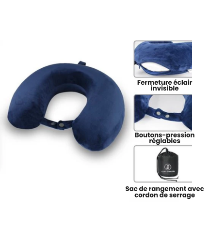 Oreiller de cou - EverNeeds - voyage/repos - Forme en U - Bleu