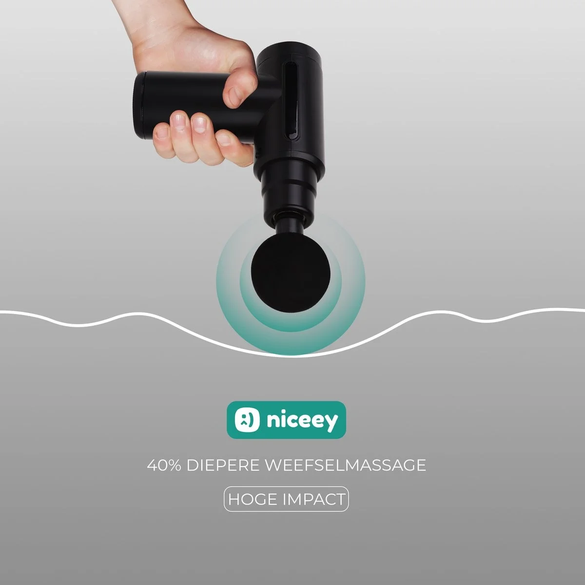 Niceey Massage Gun Mini - Puissant - Sans fil - 5 accessoires - Appareil de massage - Pistolet de massage - Appareil de massage sportif et relaxant - Avec étui - Noir