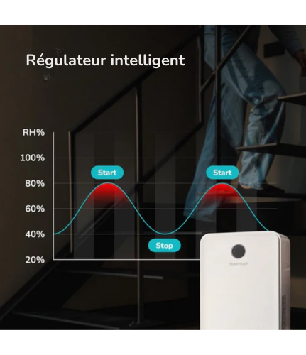Déshumidificateur Bloomfold - 16L par jour - Fonction Lavage-Séchage incluse - Convient pour le salon, la chambre, le sous-sol et la salle de bain - Déshumidificateur - Blanc