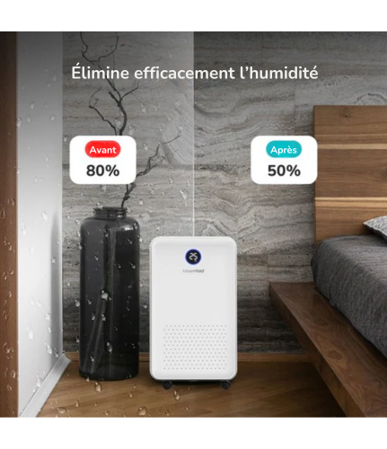 Déshumidificateur Bloomfold - 16L par jour - Fonction Lavage-Séchage incluse - Convient pour le salon, la chambre, le sous-sol et la salle de bain - Déshumidificateur - Blanc