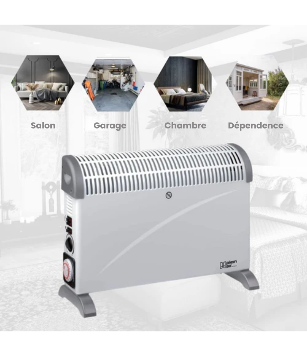 Chauffage électrique d'appoint Plein Air - Thermostat réglable 3 niveau - 2000W - Blanc