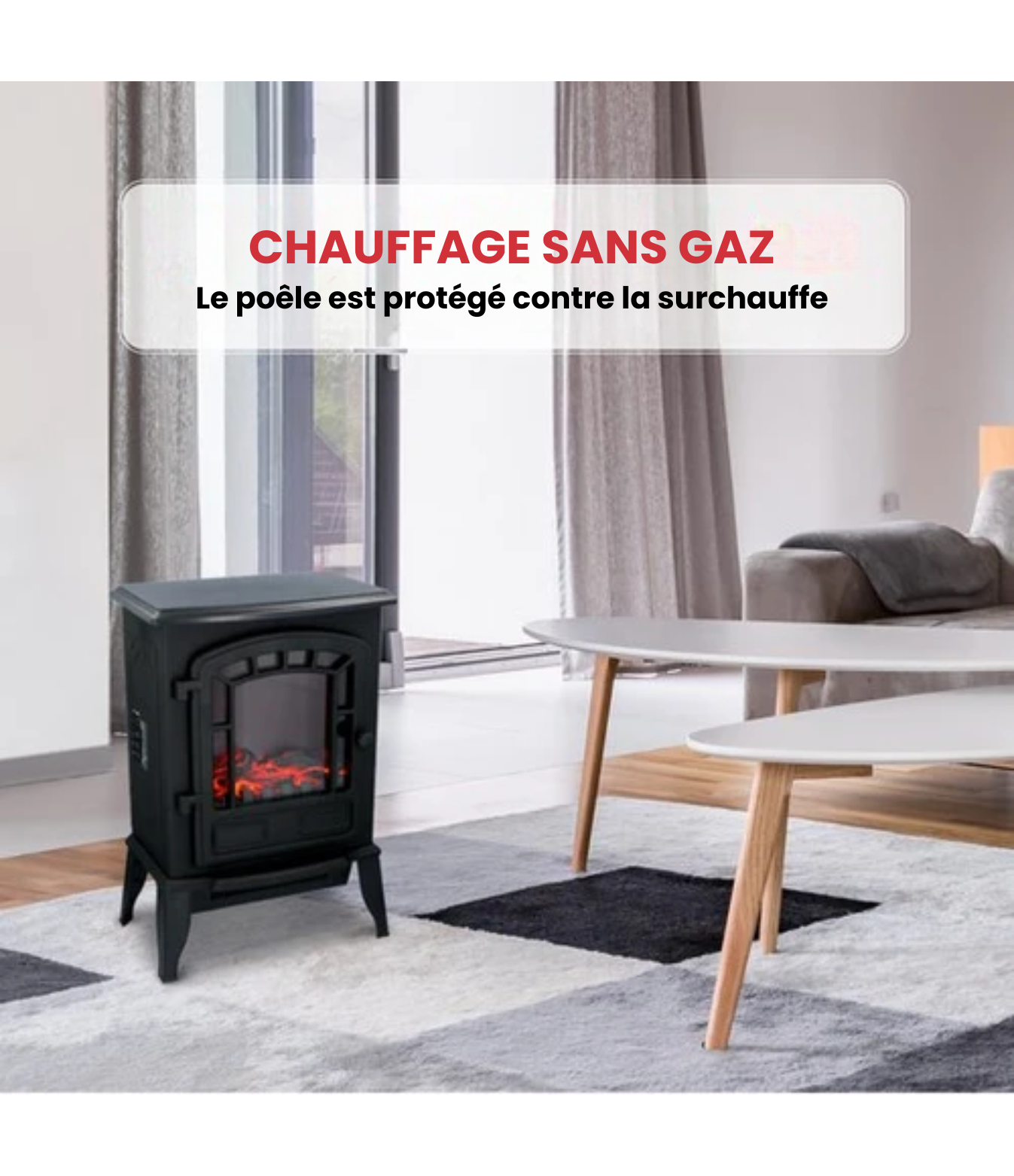 Cheminée électrique - Torino - Poêle électrique avec Flammes - LED 2000W