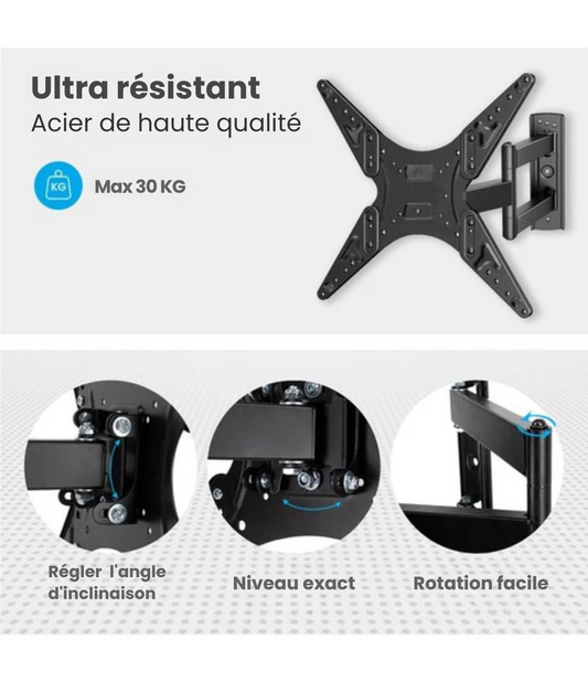 Support TV - Auronic - Rotatif et inclinable - 26 à 55 pouces - jusqu'à 30 KG - Noir