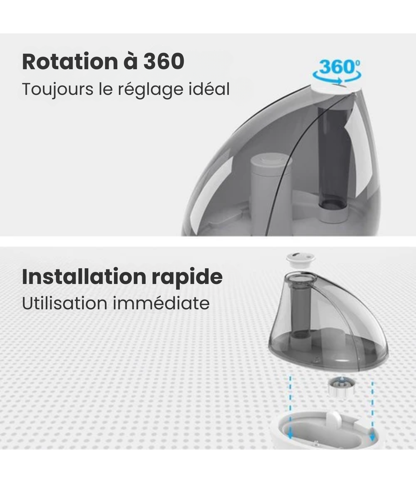 Humidificateur Auronic - Adapté à la chambre de bébé et à la chambre à coucher - Blanc - Filtre à eau inclus