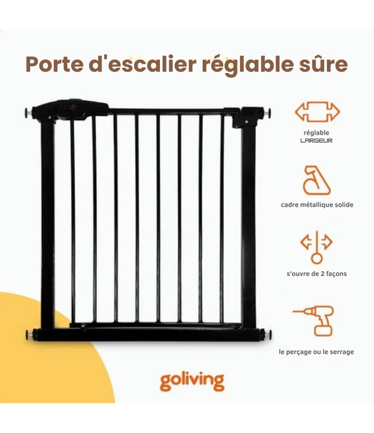 Barrière de sécurité enfant - Goliving - Fixation par pression - Metal - 78 à 93 cm - Blanc