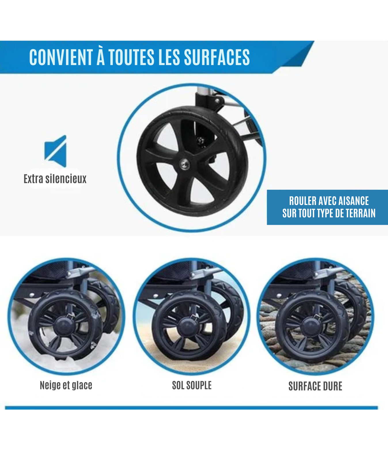 Chariot de courses - Strex - Pliable et à roulettes - Sac imperméable 45 L - Noir