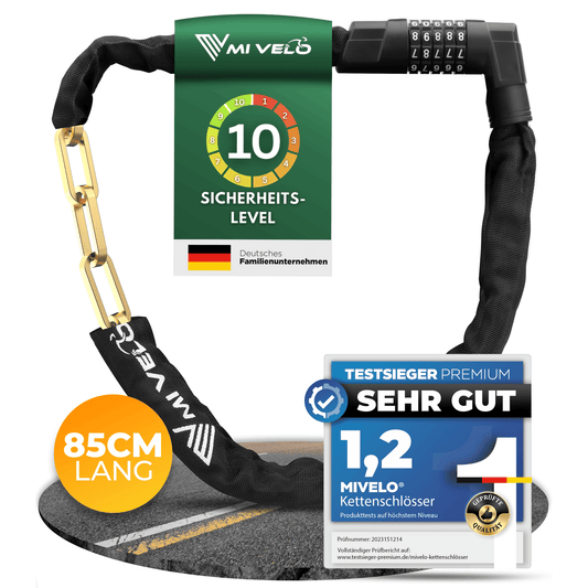 MIVELO Chaîne de vélo avec cadenas - 85 cm - Acier trempé robuste - Nylon protecteur - Noir