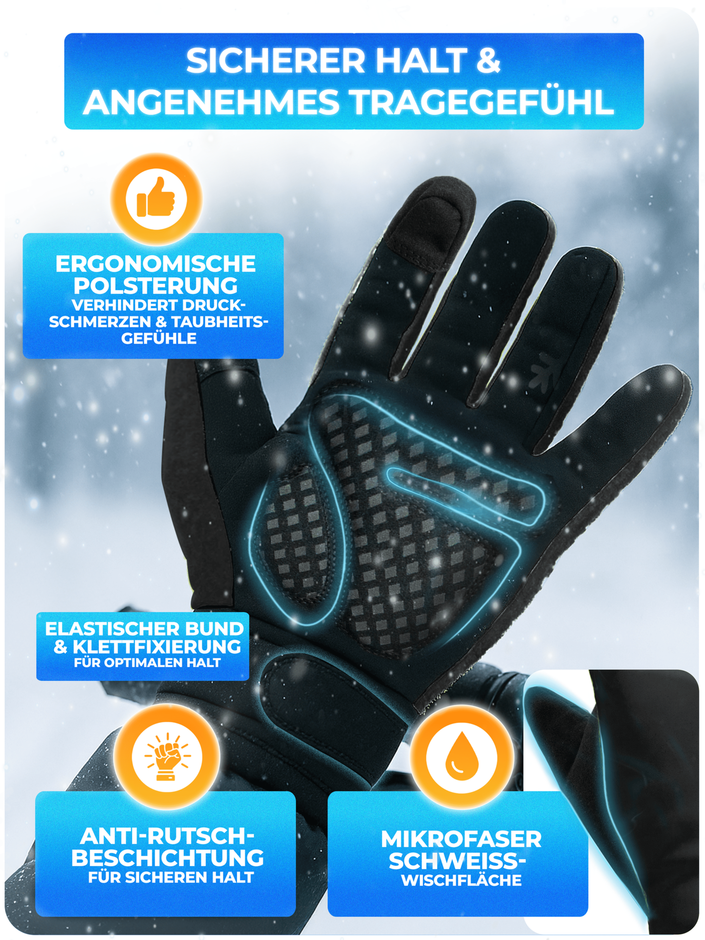 Gants d'hiver Mivelo - Noir - Taille S - Avec 3M™ Thinsulate™ & Thermo-Fleece