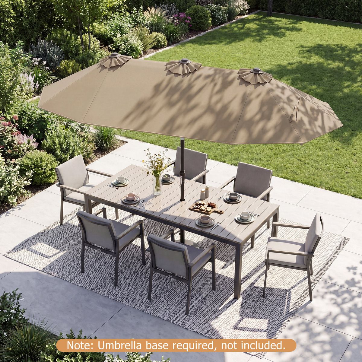 Parasol double Coast - rectangulaire - avec manivelle et fonction d'inclinaison - marron 300 x 160 cm