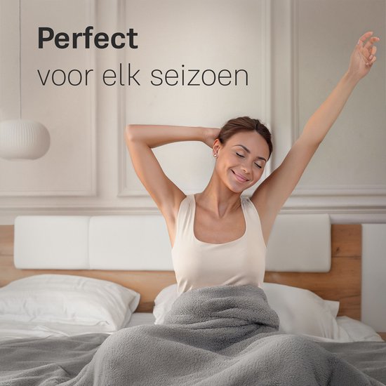 Couverture CozySense® 140x200 - Matériau double face - Pour toutes les saisons - Technologie de fermeture éclair à 360° - Hypoallergénique & OEKO-TEX® - Gris