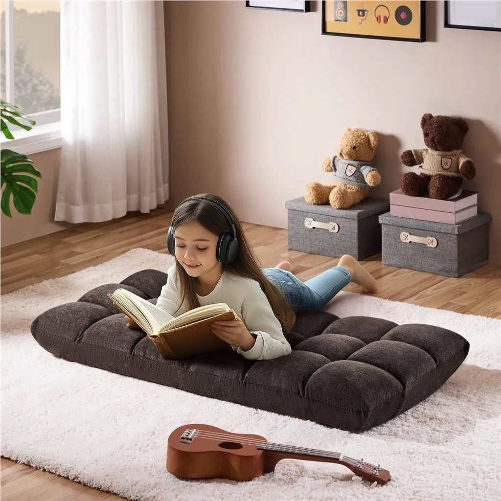 Chaise de sol réglable Yaheetech - Marron - Chaise de détente pliable avec 14 positions réglables