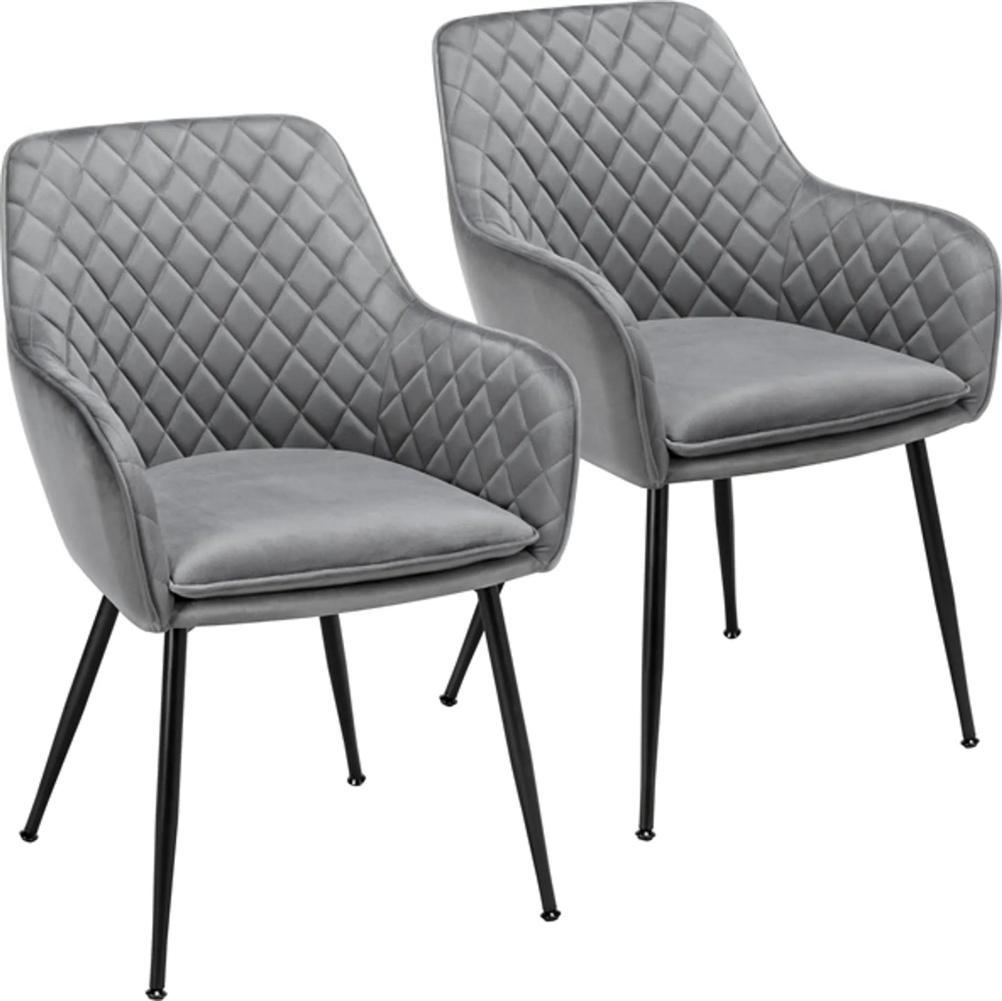 Yaheetech Lot de 2 chaises de salle à manger - Gris clair - Velours - Avec accoudoirs - 120 kg - 57,5 x 58 x 86,5 cm