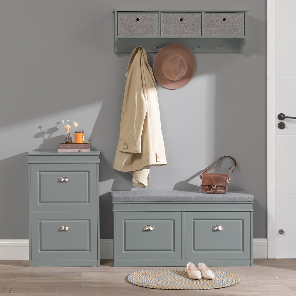 Meuble à chaussures - SoBuy - Rangement pour chaussures - Banc assis avec coussin de siège - Gris