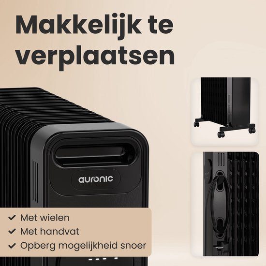 Auronic Oil Radiator - Radiateur électrique - 2500W - Noir
