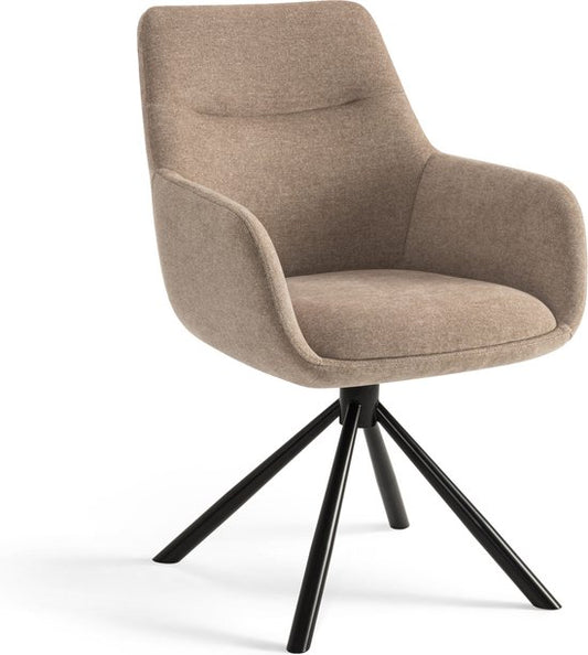 Furnihaus Olivia - Chaise de salle à manger pivotante - Accoudoirs - Beige - Tissu