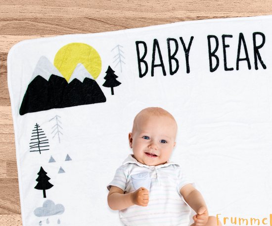 Frummel Milestone Blanket 'Bear' - Milestone Blanket - Milestone Baby - Baby Gift Boy - Baby Gift Girl - Baby Shower Gift - Baby Gift - Milestone Blanket in Dutch - Mother's Day Gift - 100 x 150 cm