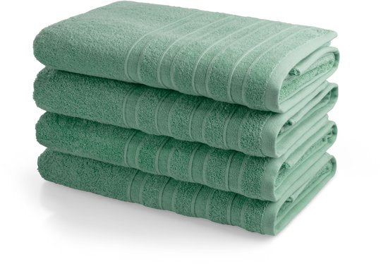 Serviettes DoubleLife XL 70 x 140 cm - Lot de 4 - 100 % coton, dont 50 % de coton recyclé - Certifiées GRS - Stone Green