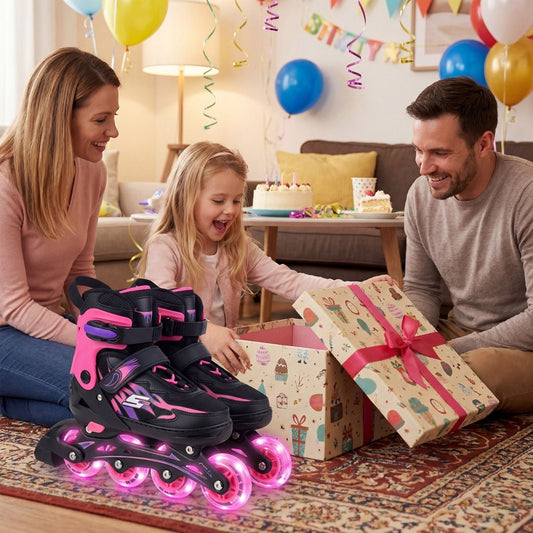 Rollers Coast pour enfants - réglables - roues lumineuses - pointures 38-41 EU - couleur rose