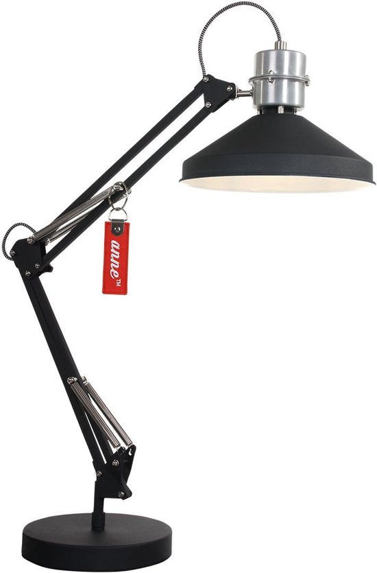 Anne Lighting Zappa - Lampe de table de style industriel - Noir - H : 80 cm - Ø : 18 cm - E27 - Pour l'intérieur - Métal - Lampes de table - Lampe de bureau - Lampes de bureau - Chambre à coucher - Salon - Salle à manger