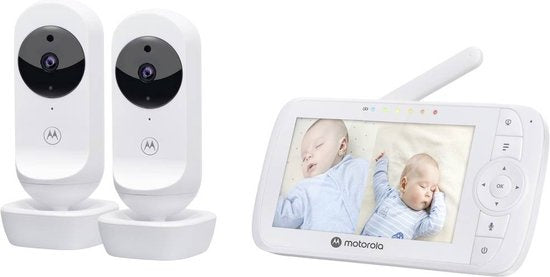 Motorola Babyphone avec écran divisé de 5 pouces et 2 caméras - Vision nocturne - Microphone intégré