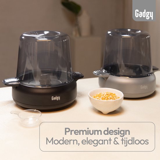 Machine à pop-corn Gadgy Premium – Machine à pop-corn - Pop-corn frais et fait maison en 4 à 5 minutes - 500 W - Noir