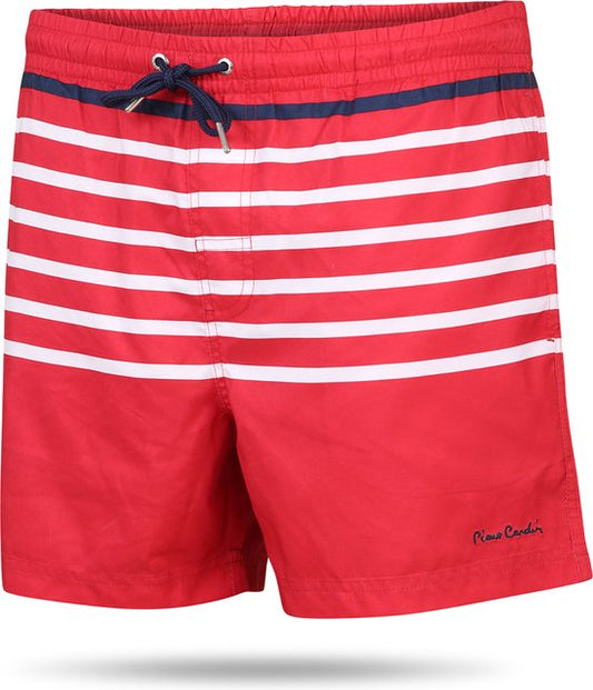 Pierre Cardin - Short de bain rayé pour homme - Rouge - Taille XL