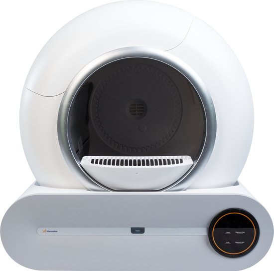Litière automatique pour chat Viervoeter – Autonettoyante – Contrôle via une application – avec tapis et 3 rouleaux de sacs de ramassage – 65 L