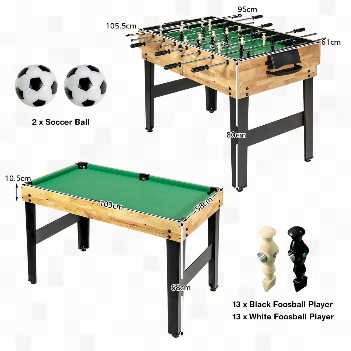 Table de jeux multifonctionnelle Coast - 10 jeux en 1 - Modèle empilable - Bois - 105,5 x 61 x 80 cm