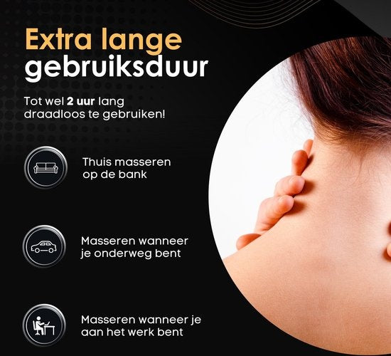 Coussin de massage Revolt - 120 minutes sans fil - Appareil de massage électrique pour le cou - Cou et épaules - Infrarouge