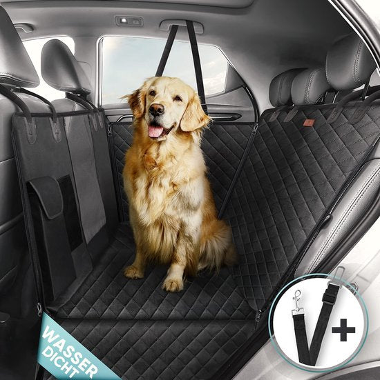 Housse de voiture pour siège arrière de chien - HELDENWERK - imperméable et résistante aux rayures - avec protection latérale et fenêtre de visualisation - noir