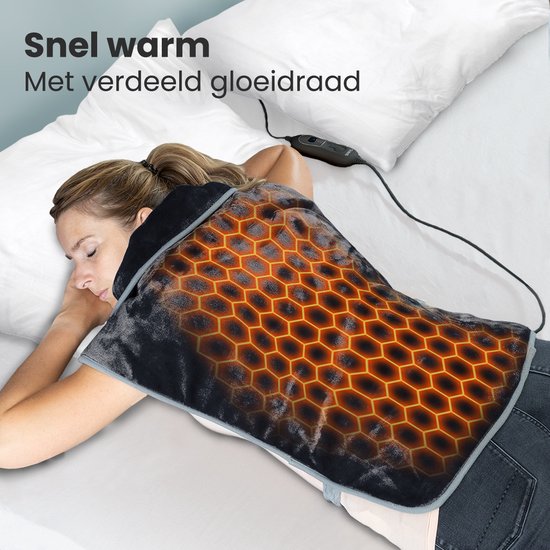 Auronic Heat Pad - Couverture électrique pour la nuque, les épaules et le dos - Lavable - Efficace sur le plan énergétique - Couverture chauffante - Noir