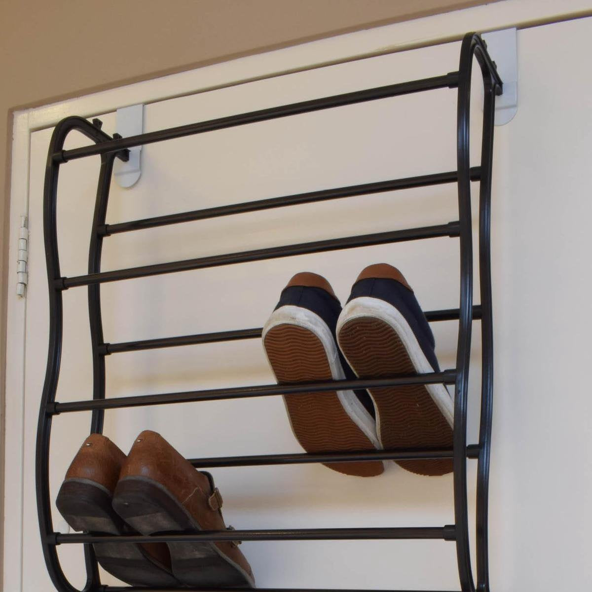 O'DADDY® porte chaussures suspendue - Convient aux portes droites et obtuses, des deux côtés - 20 x 51 x 182 cm - Noir