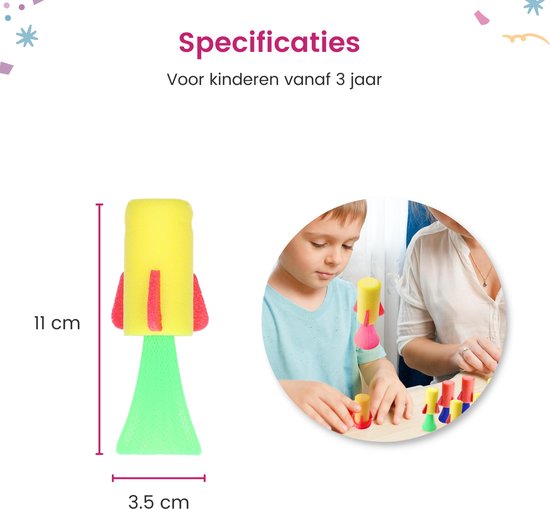 Partizzle 24x Fusées Sautantes - Jouets Fusées Spatiales Rebondissantes - Cadeaux à distribuer - Cadeaux Grabbelton - Pour les enfants et les jeunes enfants - Mousse