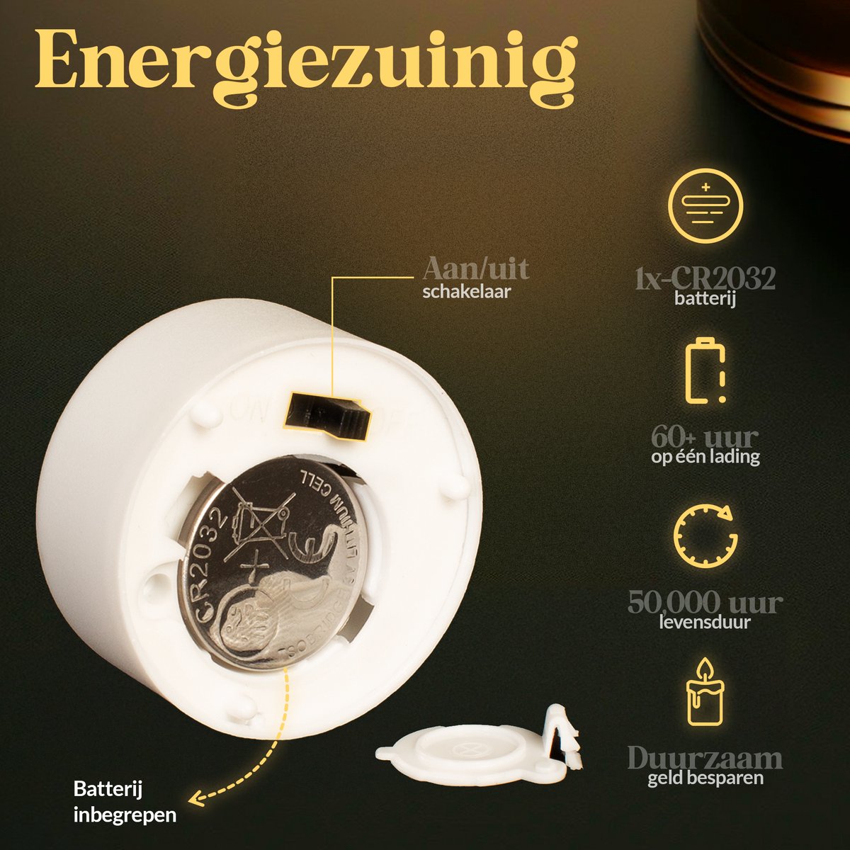 Aurae Led Tea Lights 12x White - 3,7x3,8 cm - Piles incluses - 120+ heures de combustion