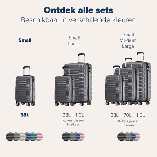 TRVLMORE Valise à main - 38L - Verrouillage par numéro - Léger - Trolley - 54x36x20cm - Gris foncé