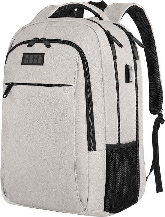TRVLMORE Sac à dos à vie - Sac à dos avec compartiment pour ordinateur portable de 15,6 pouces - Cartable - Résistant aux éclaboussures - Hommes et femmes - Garçons et filles - 28L - Champagne