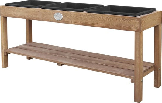 Table d'activités AXI en marron foncé avec 3 bacs noirs - Table polyvalente pour enfants, adaptée à diverses activités
