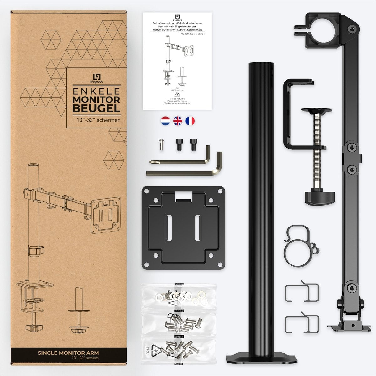 Auronic Monitor Arm - 1 écran - 13 à 32 pouces - réglable - acier - noir