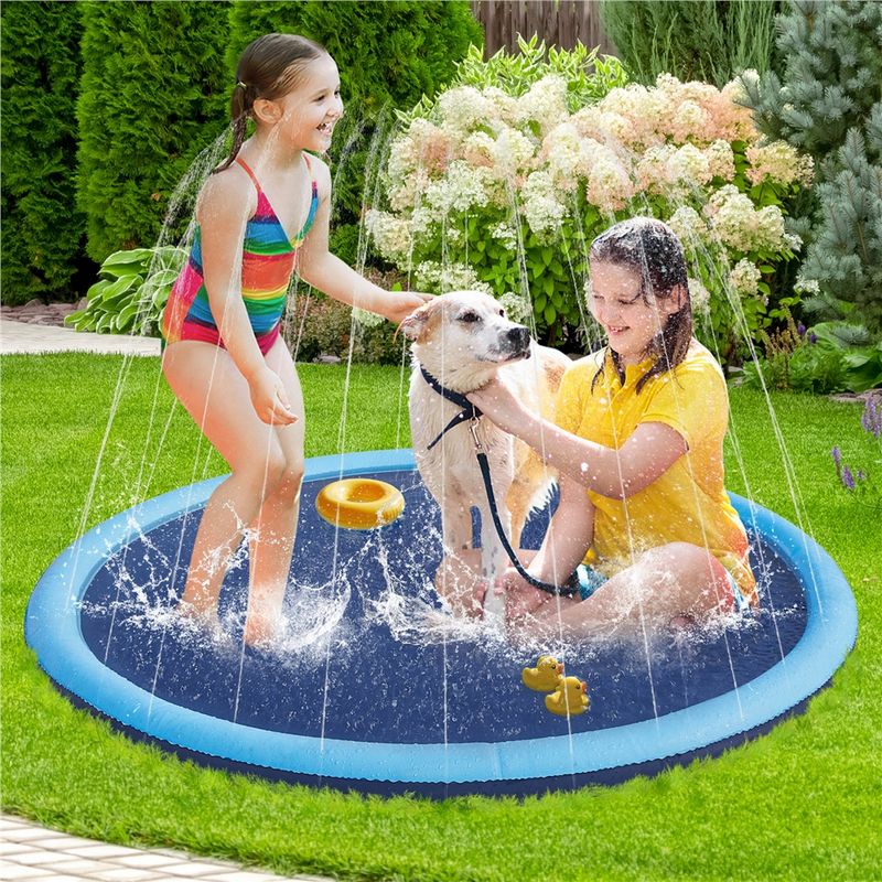 Bain pour chien Yaheetech 150 cm - bain pliable avec jets d'eau - PVC antidérapant - bleu