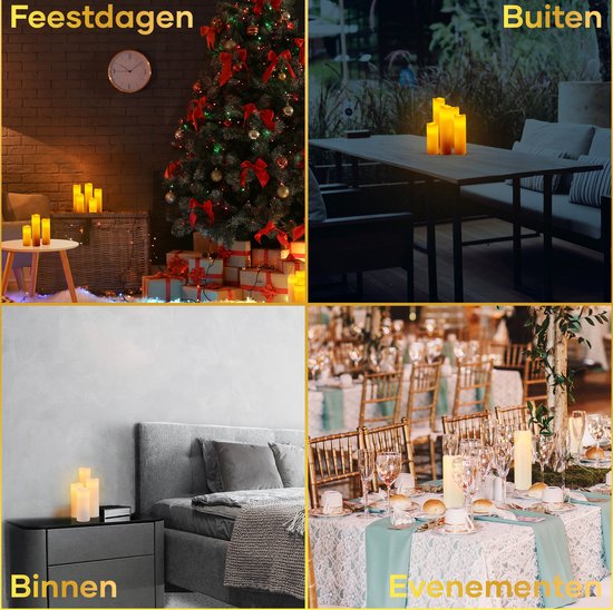 Happy Goods® - Set de bougies Led 9 pièces - VRAIE CIRE - 2 télécommandes - flamme mobile