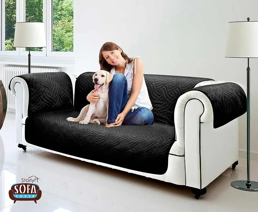 Housse de canapé Starlyf 3 places - Réversible - Marron/Beige - 190 x 290 cm