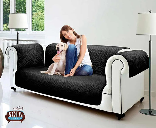 Housse de canapé Starlyf 3 places - Réversible - Marron/Beige - 190 x 290 cm