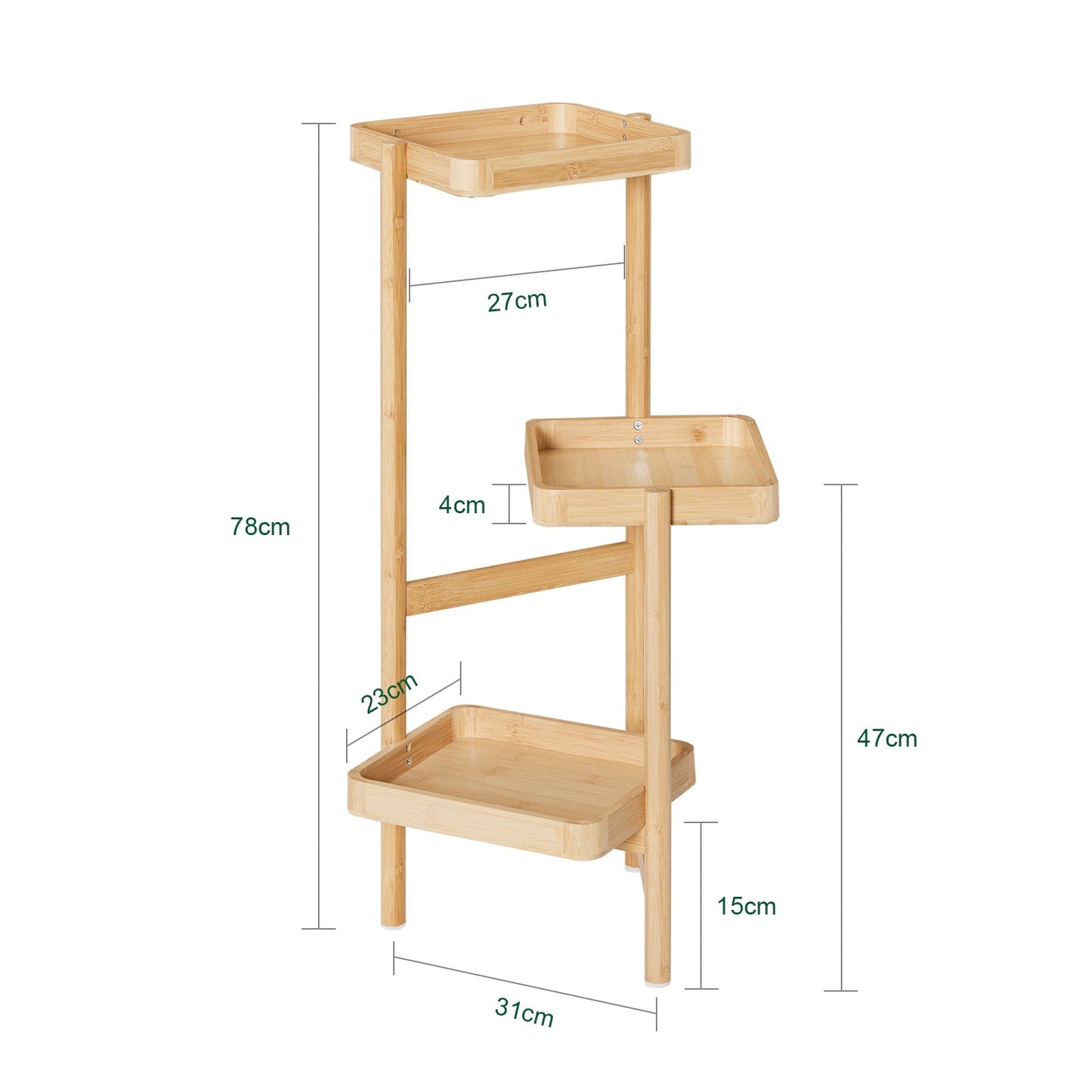 SoBuy STR12-N Support à plantes en bois à 3 étages - bambou naturel, 31 x 78 x 27 cm, pour 3 pots