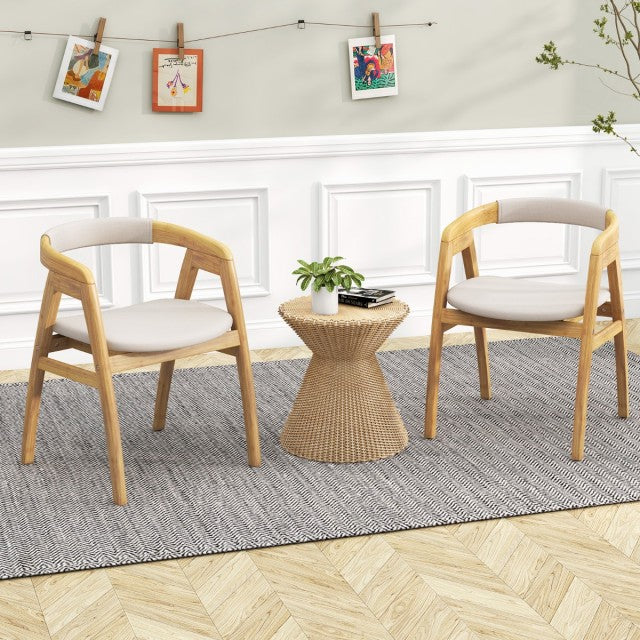 Chaise de salle à manger Coast en bambou avec dossier incurvé et coussin d'assise rembourré – Modèle JV12861NA