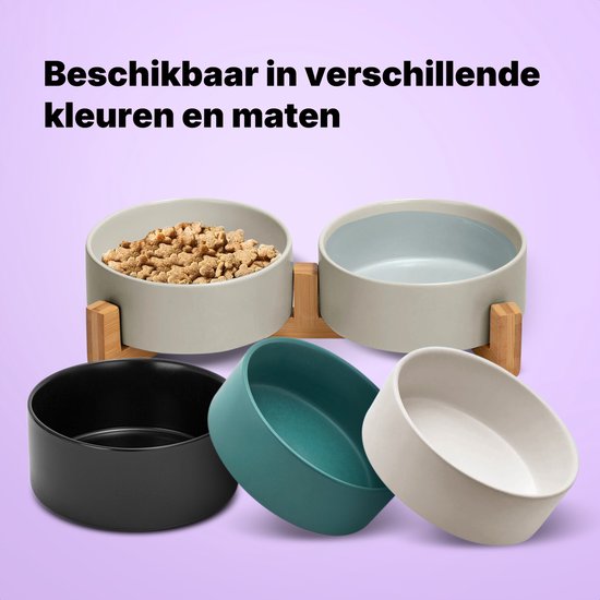Jake and Jacky Feeding Bowl Cat and Dog Ceramic - Bols d'alimentation doubles avec support - Abreuvoir - 2x 400 mL - Gris